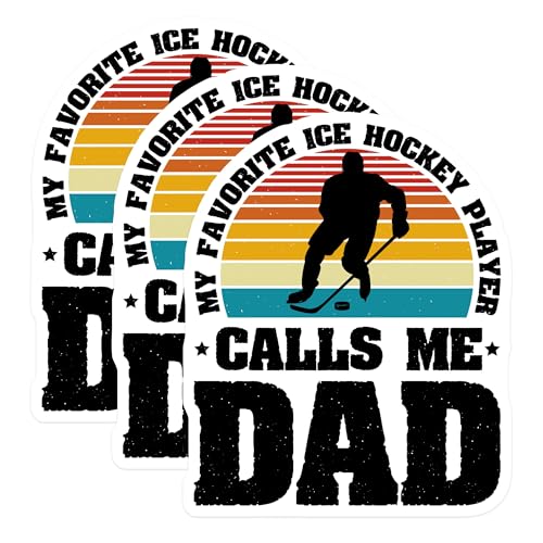 (3 Pack) Ice Hockey Dad Decals - Favorite Player - Hockey Lover - 3 Inches On Longest Side - Easy Peel & Apply - Made in USA - 3MCS2917