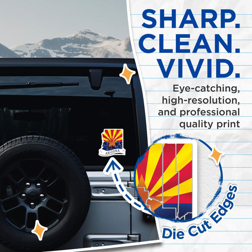(2 Pack) Arizona Flag Stickers - State Pride - Novelty Decals - 5" On Longest Side - Sticks to Smooth Flat Surfaces - Made in USA - BMCS18236