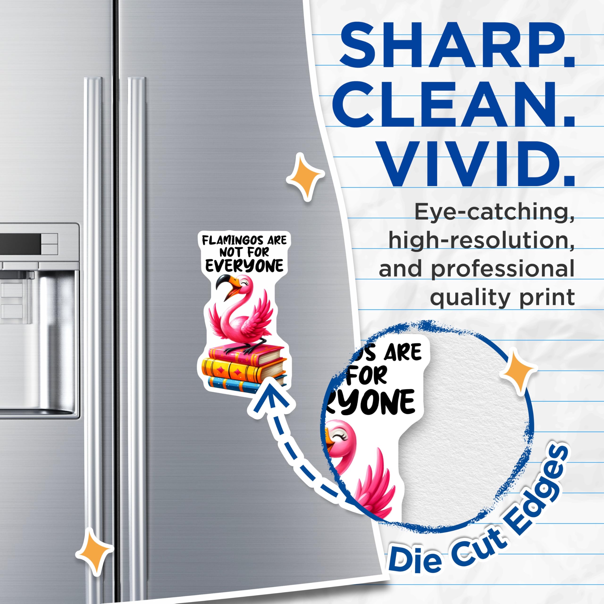 (2 Pack) Flamingo Magnets - Funny Quote Magnets - Flamingo On Books Magnet - 5" On Longest Side - Premium Magnet - for Cars, Refrigerators, Toolboxes, Lockers - Made in USA - MAG16791