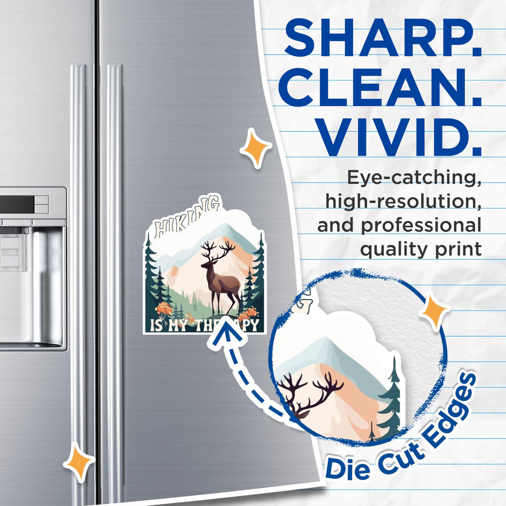 (2 Packs) Hiking is My Therapy Magnets - Hiker Hiking Nature Outdoorsman Magnets - 5 Inches On Longest Side - Premium Magnet - for Fridges, Toolboxes, Cars - Made in USA - MAG2479