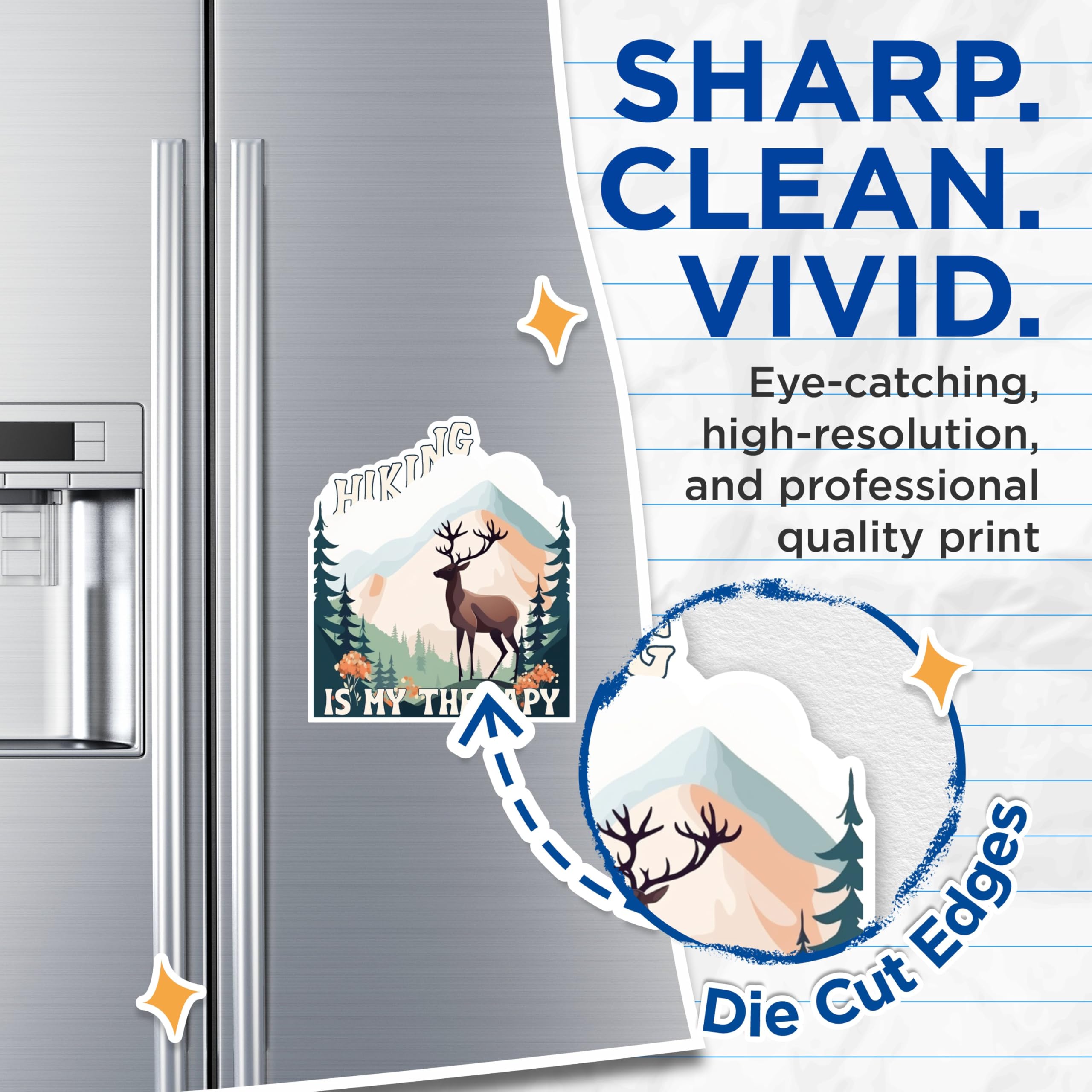 (2 Packs) Hiking is My Therapy Magnets - Hiker Hiking Nature Outdoorsman Magnets - 5 Inches On Longest Side - Premium Magnet - for Fridges, Toolboxes, Cars - Made in USA - MAG2479