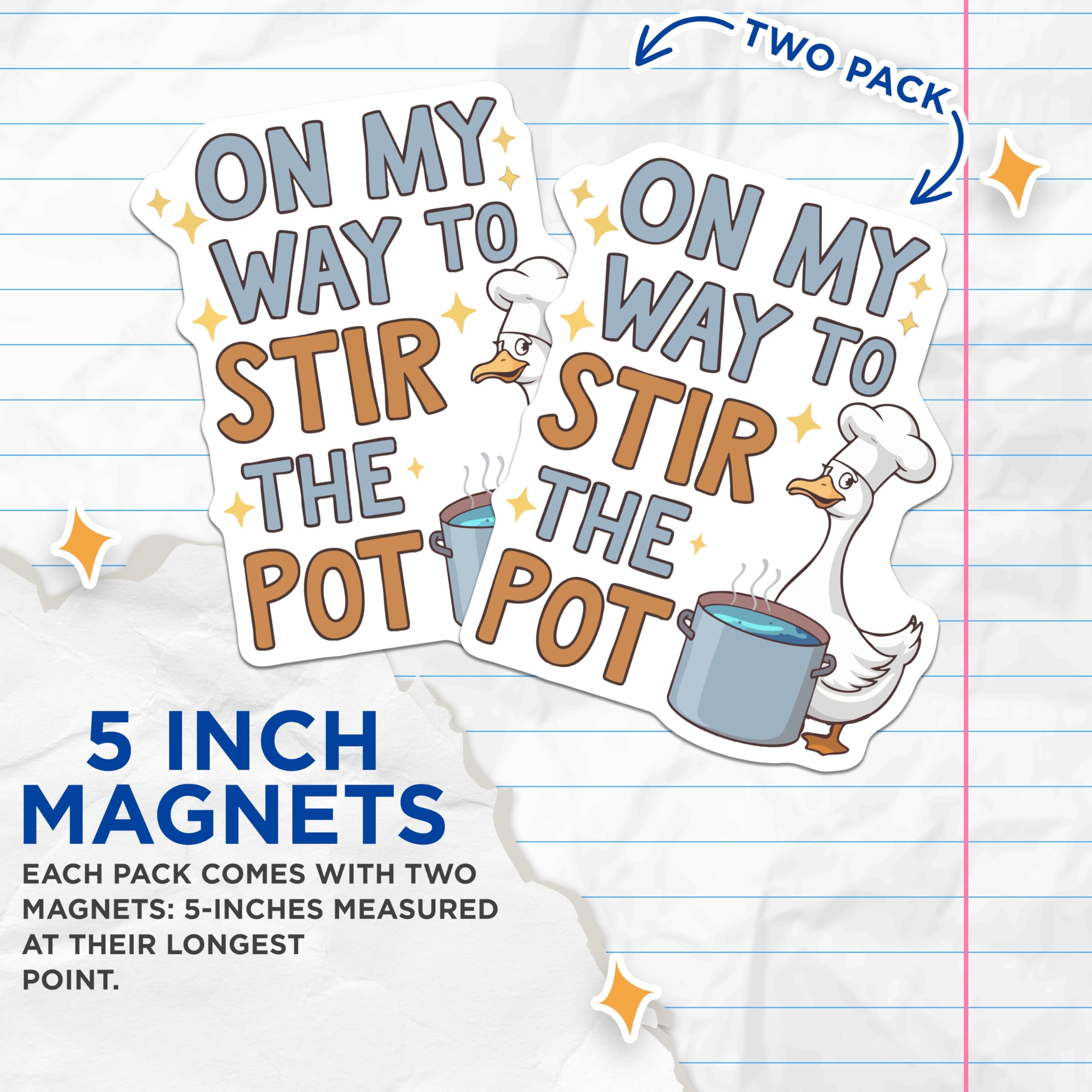 (2 Pack) Funny Goose Magnets - Stir The Pot Chef Animal Decor - Witty Kitchen Refrigerator Humor Appliance Accessory - 5 Inches On Longest Side - Thick Durable Magnet - Made in USA - MAG22945