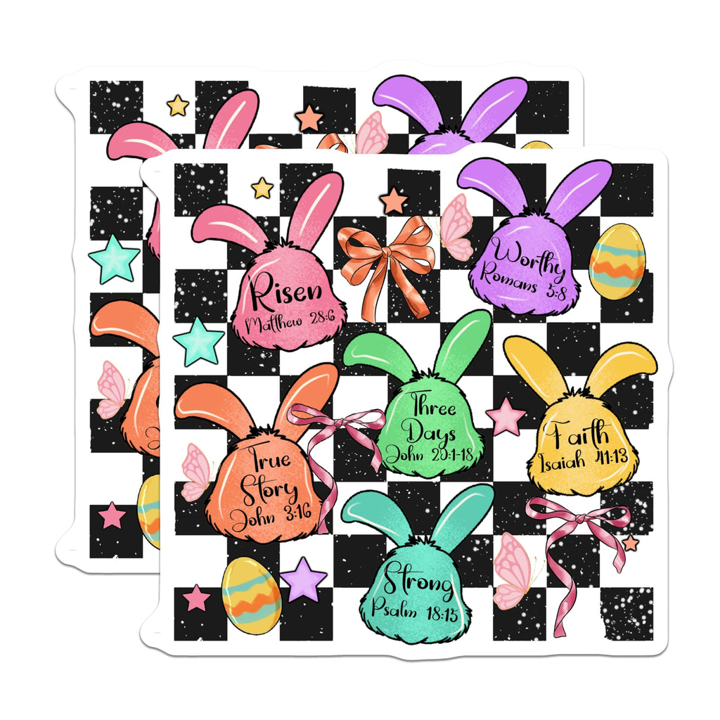 (2 Pack) Christian Easter Bunny Magnets - Bible Verse Religious Decor - Faith Scripture Refrigerator - 5 Inches On Longest Side - Thick Durable Magnet - Made in USA - MAG29708