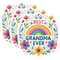 (3 Pack) Best Grandma Ever Decals - Rainbow Grandma Decal - Floral Grandma Laptop Decals- 3 Inches On Longest Side - Easy Peel & Apply - Made in USA - 3MCS5844