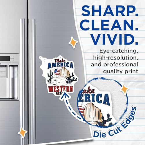 (2 Pack) Make America Western Again Magnets Magnets - Desert Scene - Cactus Art - 5" On Longest Side - Made in USA - Sticks to Refrigerators & Metal Surfaces - MAG8959