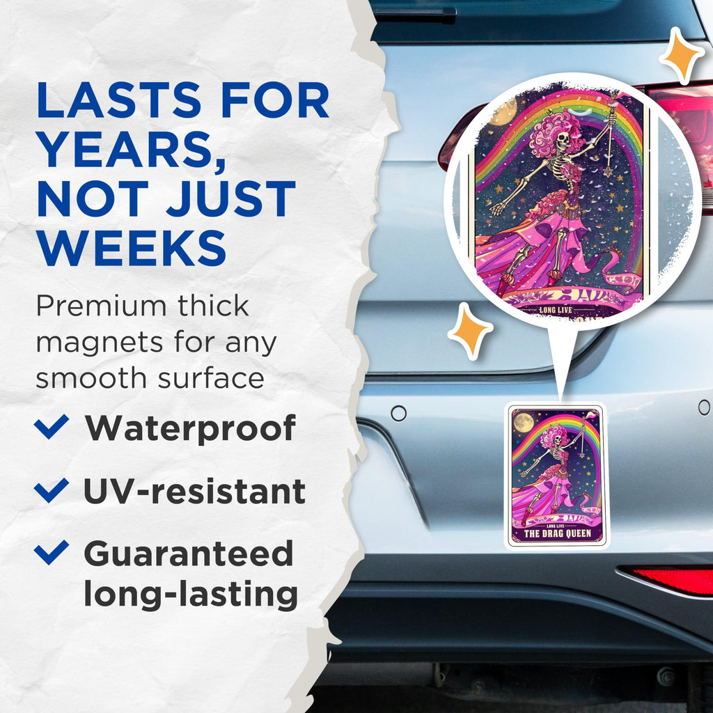 (2 Pack) Drag Queen Magnets - Pride Parade - Colorful Skeleton - 5" On Longest Side - for Cars, Fridges, Toolboxes - Made in USA - MAG4127