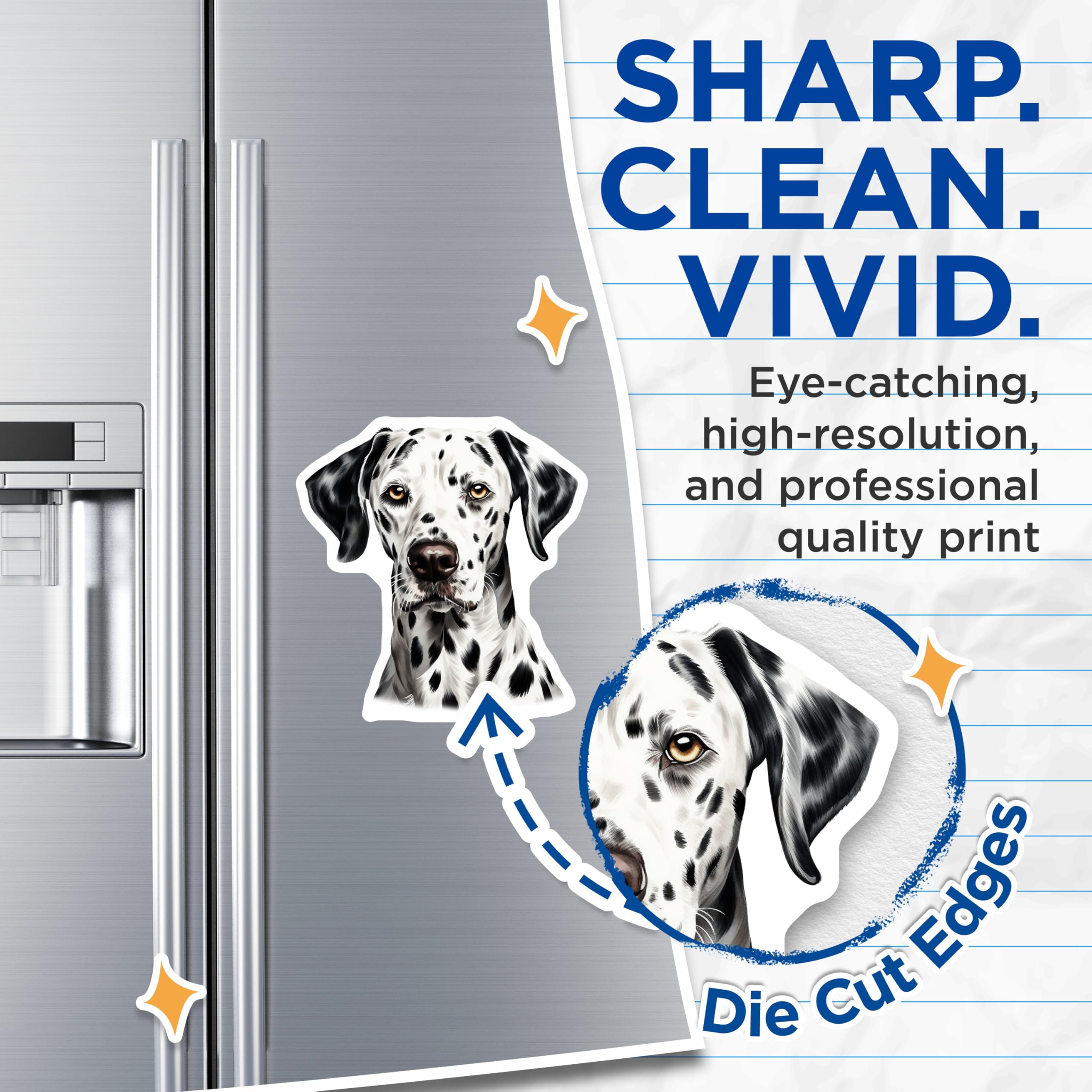 (2 Pack) Dalmatian Dog Magnets - Spotted Canine Art - Pet Lover Home Decor - 5 Inches On Longest Side - Thick Durable Magnet - Made in USA - MAG29425