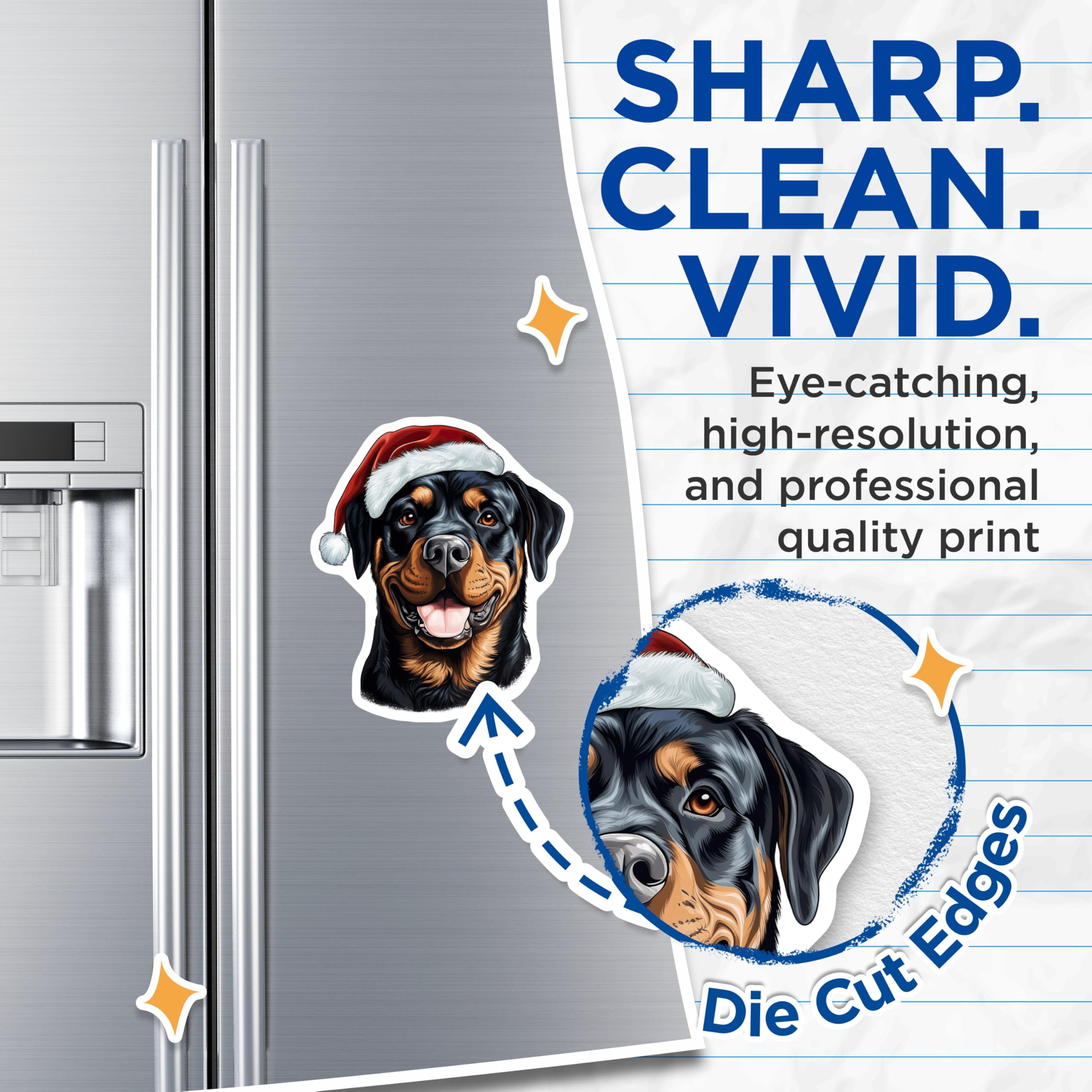(2 Pack) Rottweiler Christmas Magnets - Pet Lover Refrigerator Decor - Santa Dog Holiday Accessory - 5 Inches On Longest Side - Thick Durable Magnet - Made in USA - MAG30221