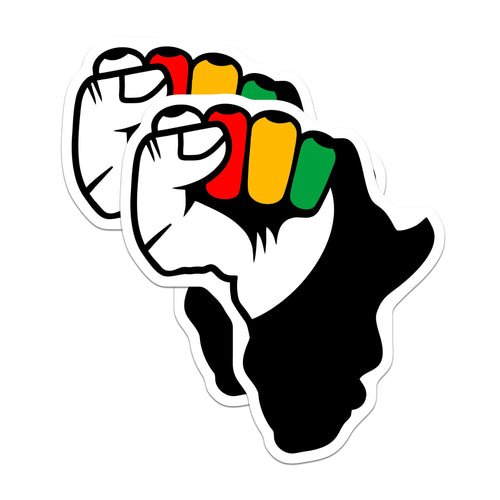 (2 Pack) Africa Continent Unity Stickers - Black Power Symbol Sticker - African Pride Decal - 5" On Longest Side - Sticks to Smooth Flat Surfaces - Made in USA - BMCS4685
