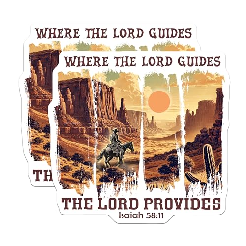 (2 Pack) Inspirational Bible Verse Stickers - Christian Faith Stickers - Isaiah 58:11 Stickers - 5" On Longest Side - Sticks to Smooth Flat Surfaces - Made in USA - BMCS5884