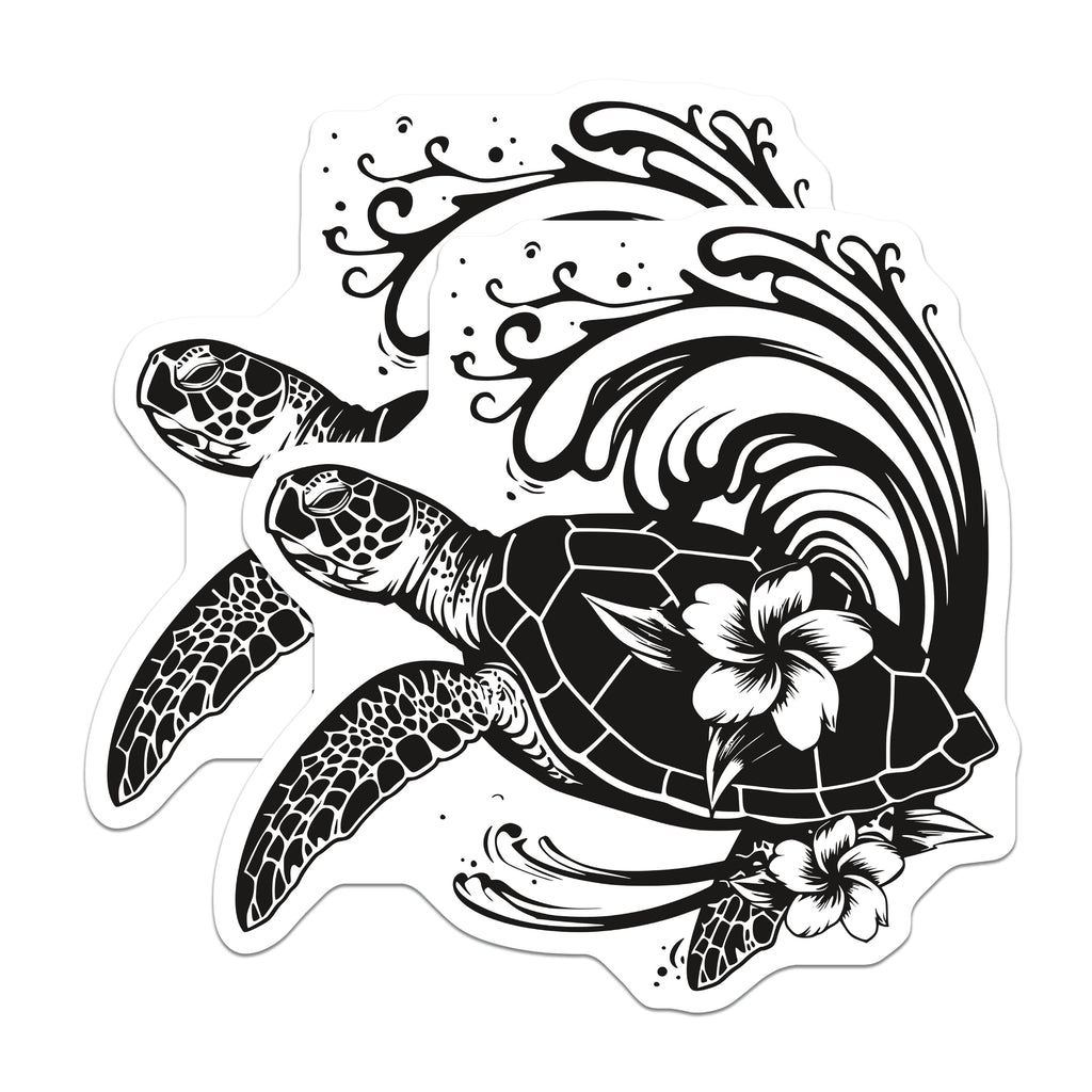 (2 Pack) Hawaiian Sea Turtle Magnets - Honu Plumeria Flower Design - Ocean Life Decor - Tropical Coastal Fridge Accent - 5 Inches On Longest Side - Thick Durable Magnet - Made in USA - MAG38212
