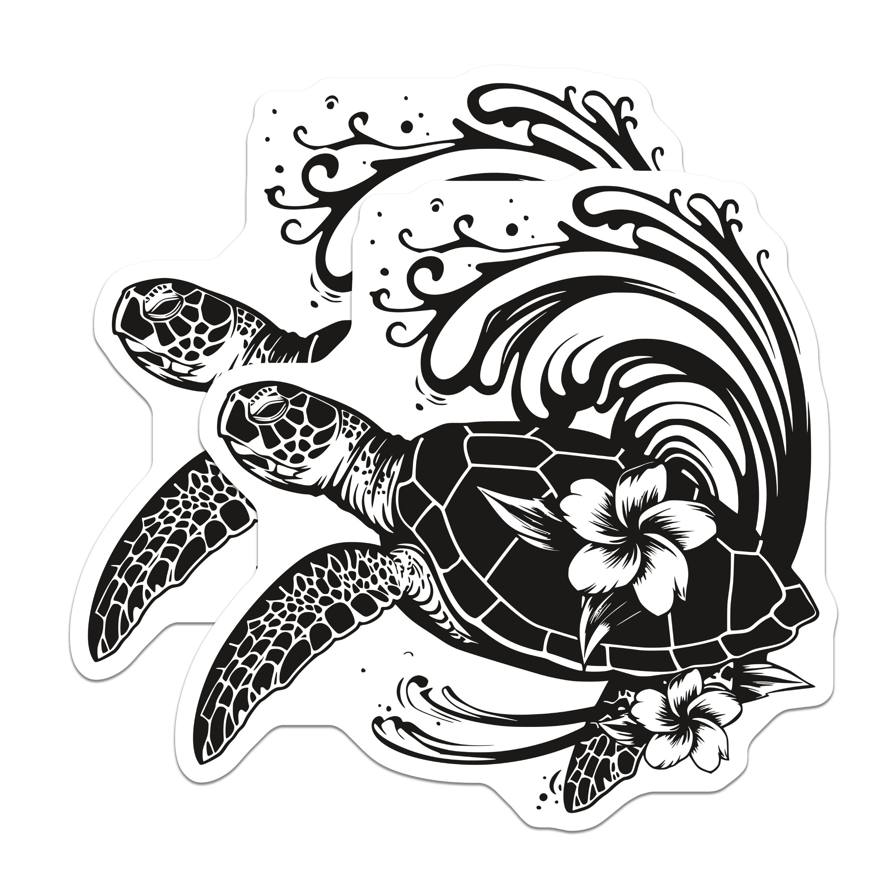 (2 Pack) Hawaiian Sea Turtle Magnets - Honu Plumeria Flower Design - Ocean Life Decor - Tropical Coastal Fridge Accent - 5 Inches On Longest Side - Thick Durable Magnet - Made in USA - MAG38212
