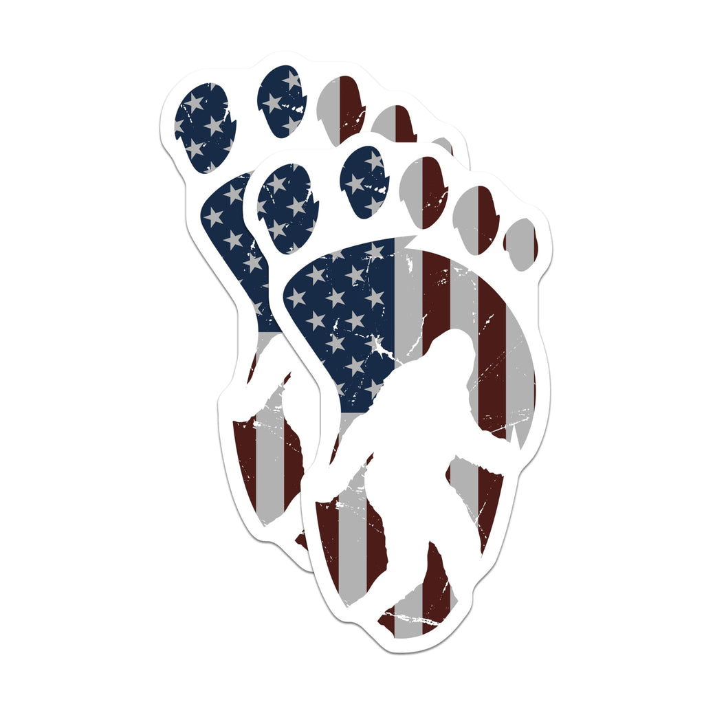 (2 Pack) Bigfoot Paw Print Magnets - American Flag - Patriotic Fridge Decor - 5" On Longest Side - Premium Magnet - for Cars, Refrigerators, Toolboxes, Lockers - Made in USA - MAG17812