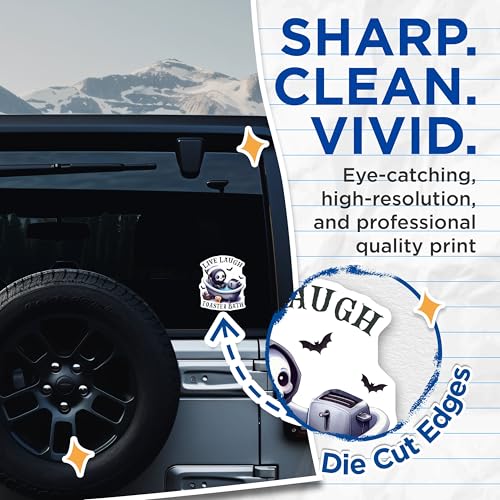 (2 Pack) Live Laugh Toaster Bath Stickers - Grim Reaper Bathtub Sticker - Funny Kitchen Decor Sticker - 5" On Longest Side - Sticks to Smooth Flat Surfaces - Made in USA - BMCS5945