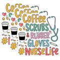 (3 Pack) Nurse Life Decals - Coffee Scrubs - Rubber Gloves Decal- 3 Inches On Longest Side - Easy Peel & Apply - Made in USA - 3MCS5353