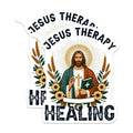 (2 Pack) Jesus Therapy Healing Stickers - Religious Stickers - Faith Stickers - 5" On Longest Side - Sticks to Smooth Flat Surfaces - Made in USA - BMCS4313