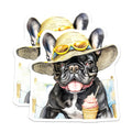 (2 Pack) French Bulldog Magnets - Beach Dog Art - Summer Vacation Vibes - Pet Lover Accessory - Fridge Locker Decor - 5 Inches On Longest Side - Thick Durable Magnet - Made in USA - MAG36429