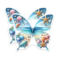 (2 Pack) Butterfly Ocean Beach Scene Magnets - Sea Life Butterfly Decor - Coastal Shells Starfish Magnets - 5" On Longest Side - for Cars, Fridges, Toolboxes - Made in USA - MAG7076