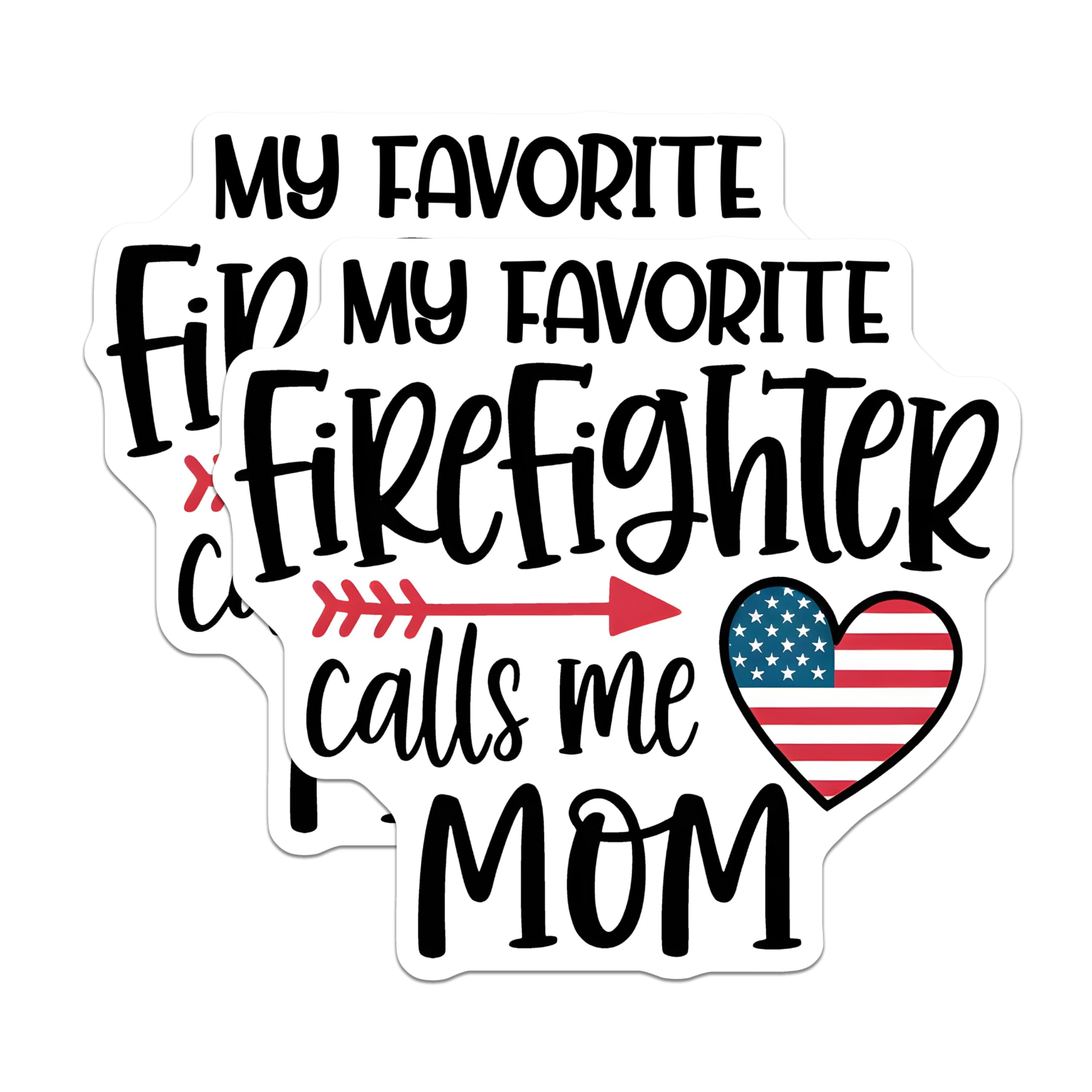 (2 Pack) Firefighter Mom Magnets - American Flag Heart - Proud Firefighter Family - 5" On Longest Side - Premium Magnet - for Cars, Refrigerators, Toolboxes, Lockers - Made in USA - MAG18791