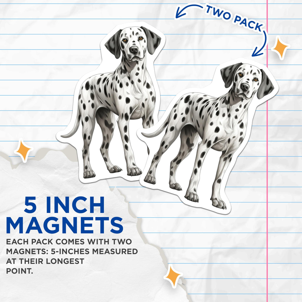 (2 Pack) Dalmatian Dog Magnets - Spotted Puppy Decor - Canine Pet Accessory - 5 Inches On Longest Side - Thick Durable Magnet - Made in USA - MAG24298