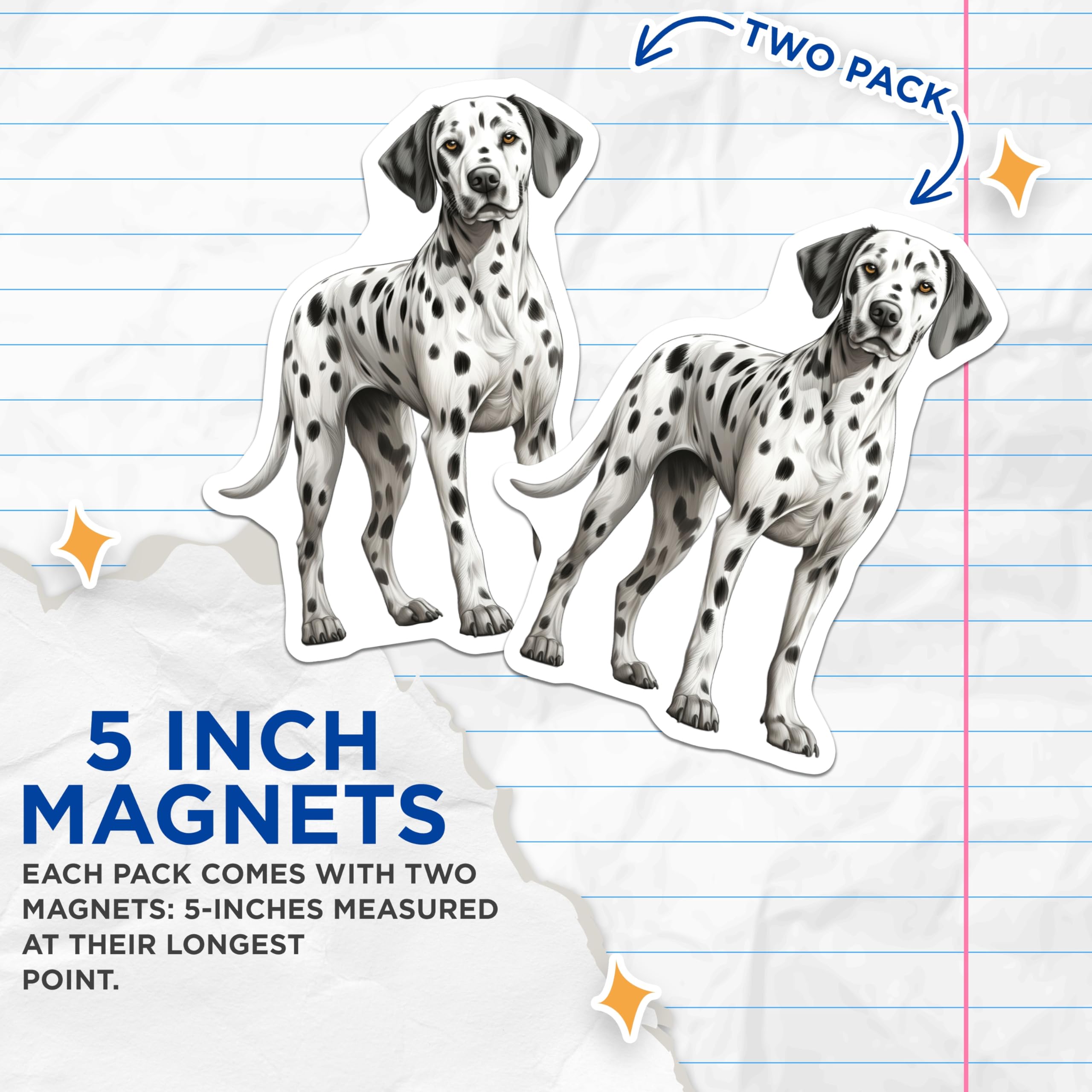 (2 Pack) Dalmatian Dog Magnets - Spotted Puppy Decor - Canine Pet Accessory - 5 Inches On Longest Side - Thick Durable Magnet - Made in USA - MAG24298
