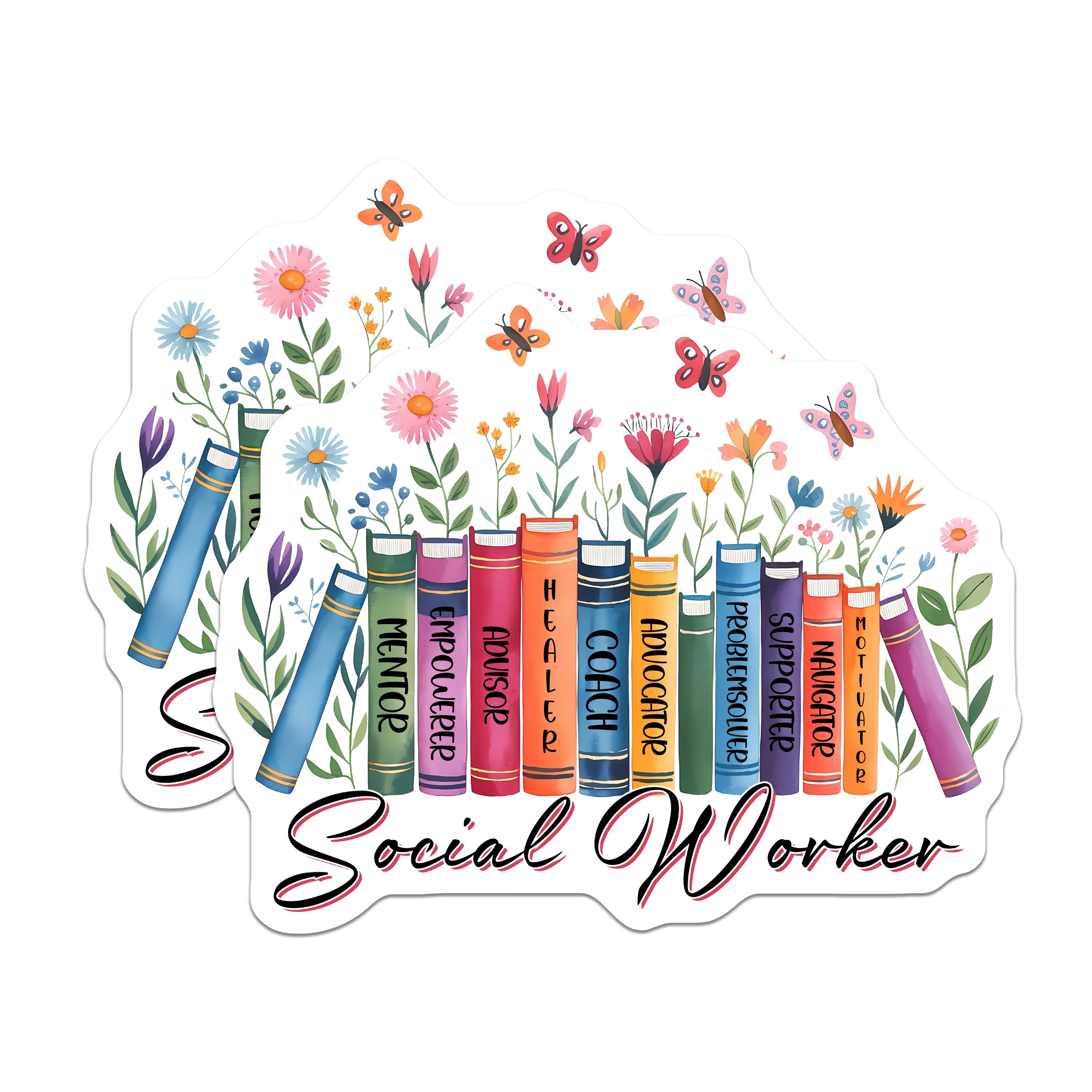(2 Pack) Social Worker Magnets - Social Work Appreciation - Advocate Supporter - Helping Profession Decor - 5 Inches On Longest Side - Thick Durable Magnet - Made in USA - MAG36301