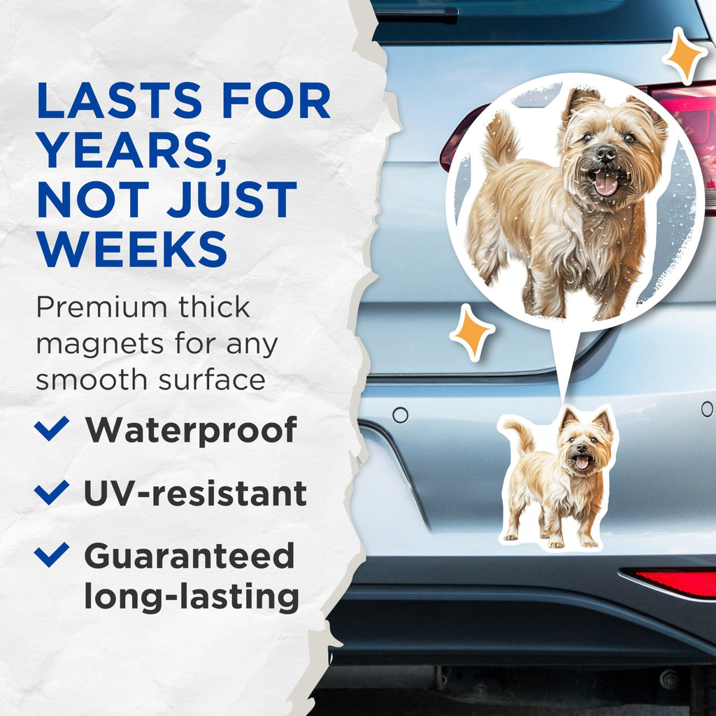 (2 Pack) Cairn Terrier Magnets - Dog Lover Decor - Pet Owner Present - Refrigerator Locker Accent - 5 Inches On Longest Side - Thick Durable Magnet - Made in USA - MAG30973