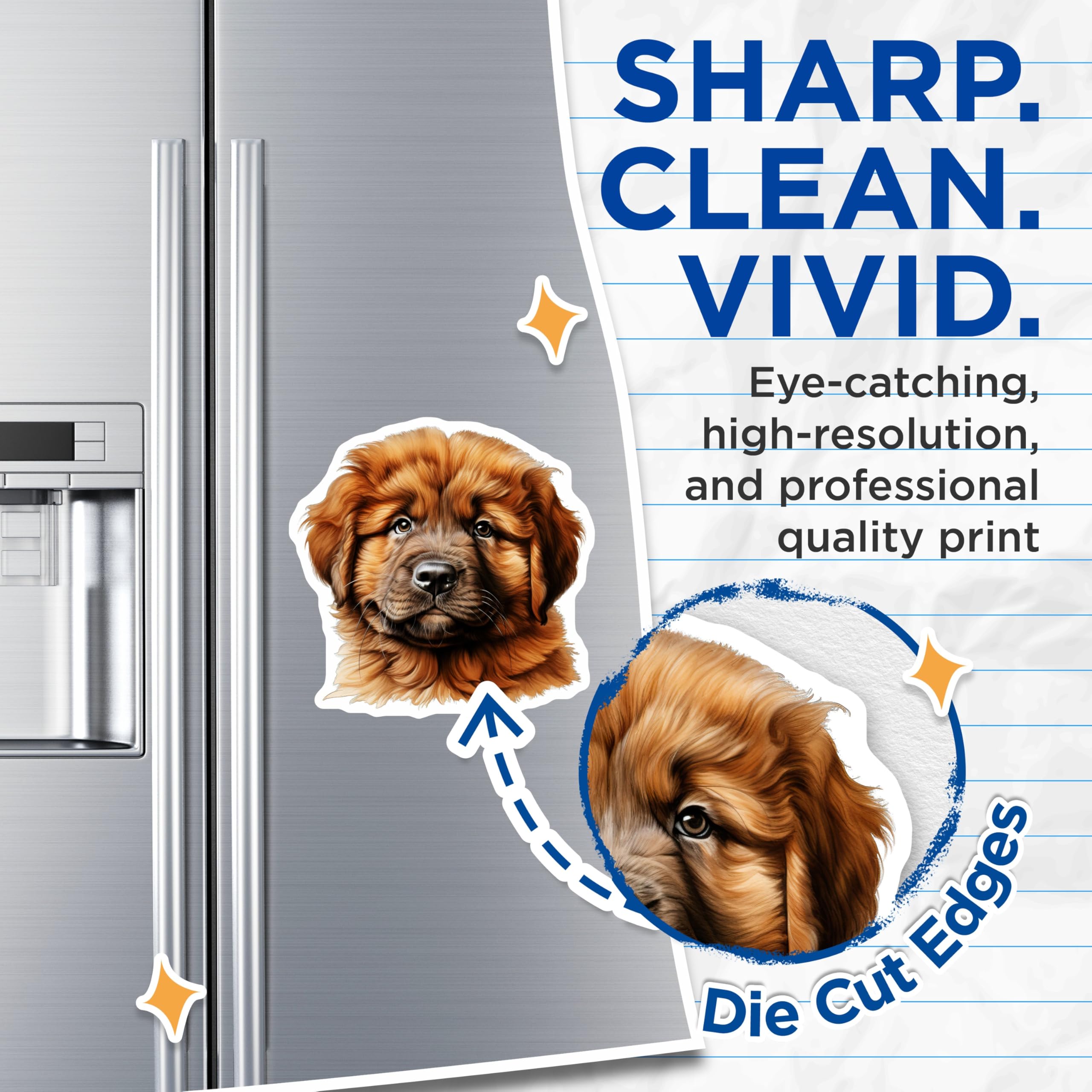 (2 Pack) Golden Retriever Puppy Magnets - Adorable Dog Lover Art - Pet Parent Fridge Decor - 5 Inches On Longest Side - Thick Durable Magnet - Made in USA - MAG30447