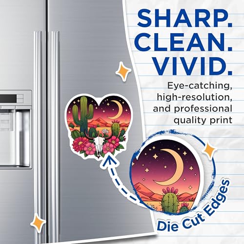 (2 Pack) Cactus Skull Art Magnet - Southwestern Decor - 5" On Longest Side - Sticks to Smooth Flat Surfaces - Made in USA - MAG9622