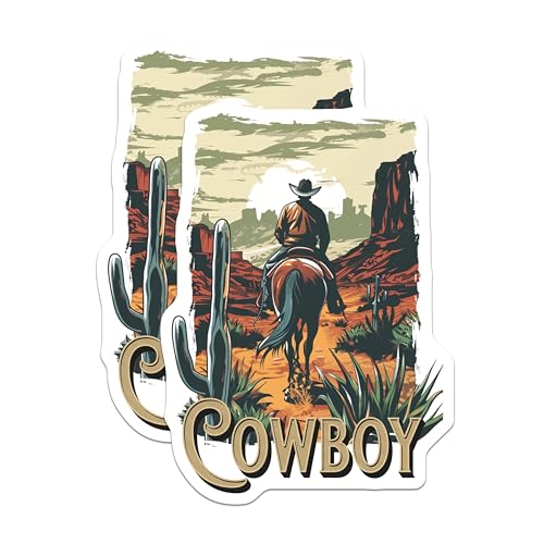 (2 Pack) Cowboy Magnets - Western Theme - Rustic Decor - Wild West - Cowboy Art - 5" On Longest Side - for Cars, Refrigerators, Toolboxes, Lockers - Made in USA BMCS3482