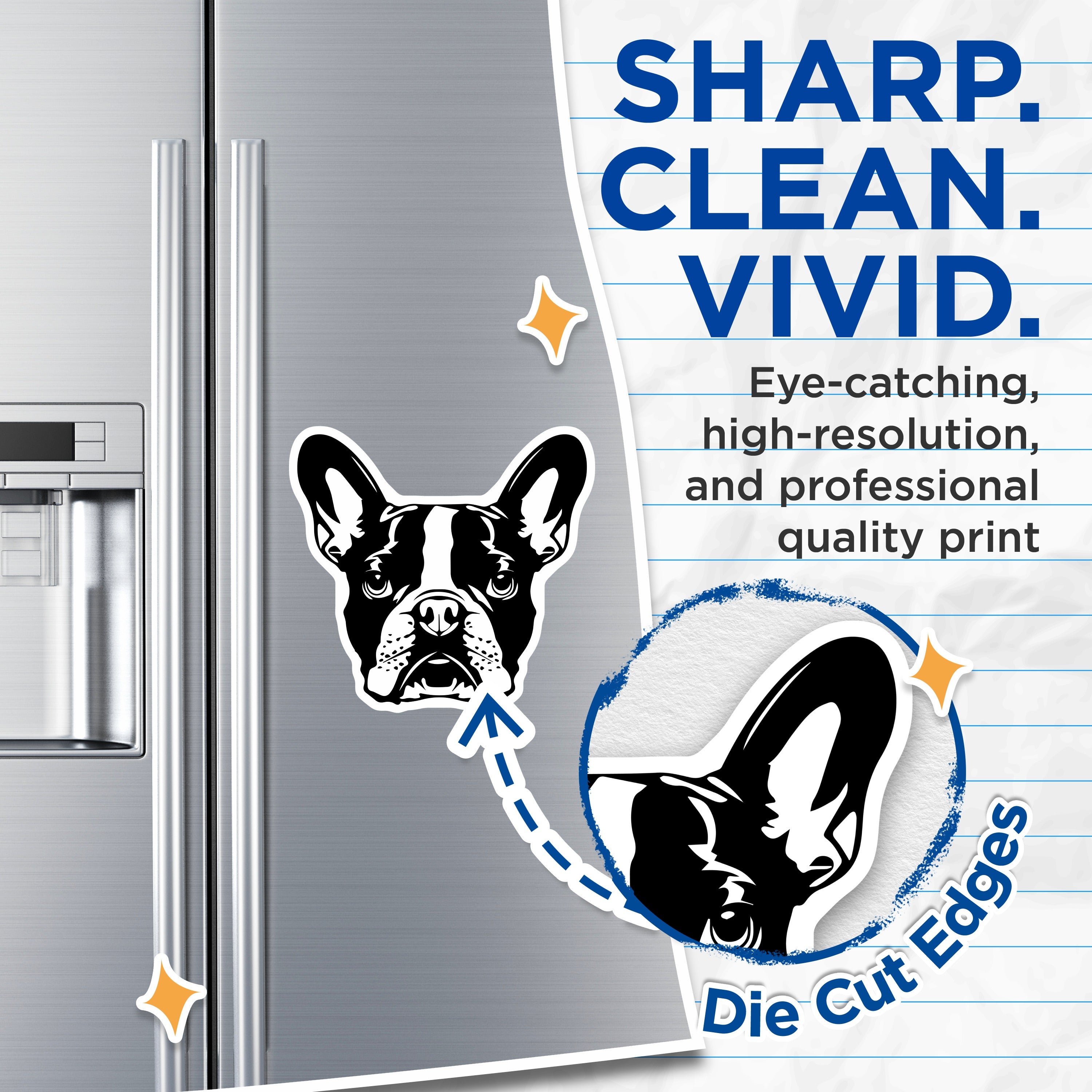 (2 Pack) French Bulldog Magnets - Frenchie Dog Lover Decor - Pet Owner Refrigerator Art - 5 Inches On Longest Side - Thick Durable Magnet - Made in USA - MAG38826