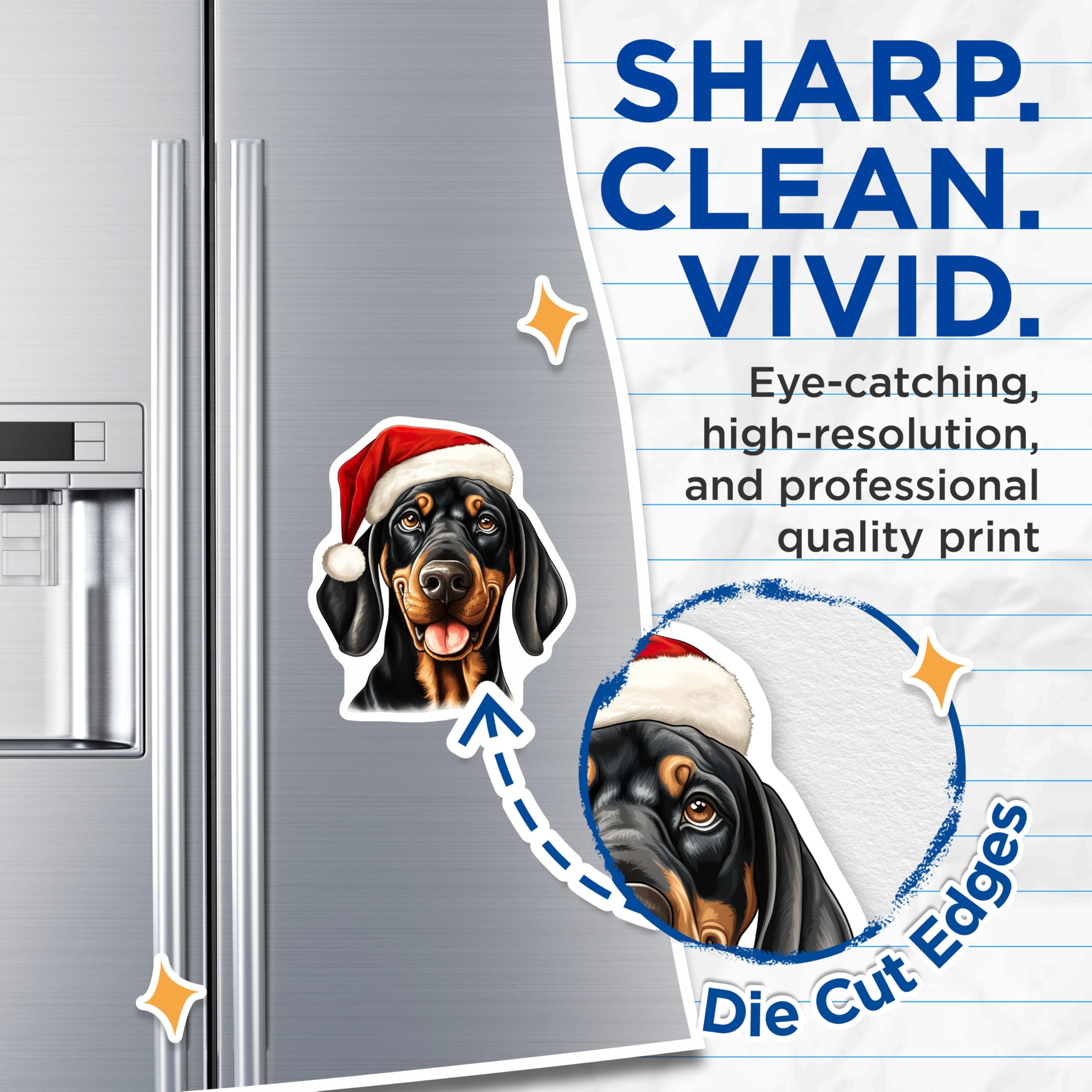 (2 Pack) Santa Hat Dachshund Magnets - Christmas Dog Refrigerator Decor - Holiday Pet Lover Present - 5 Inches On Longest Side - Thick Durable Magnet - Made in USA - MAG26382