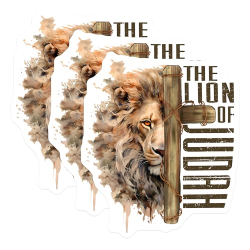 (3 Pack) Lion of Judah Decals - Christian Stickers - Religious Decals - 3 Inches On Longest Side - Easy Peel & Apply - Made in USA - 3MCS2195