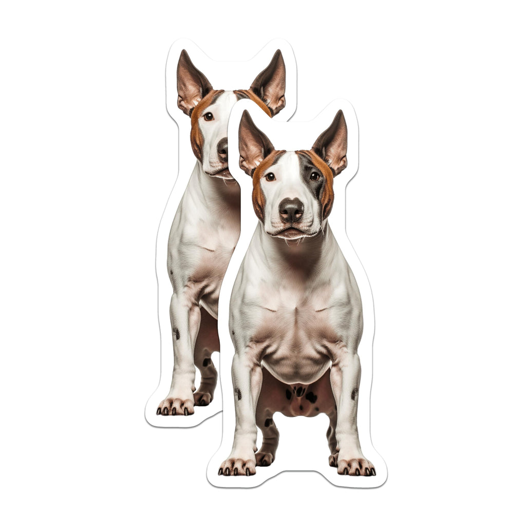 (2 Pack) Bull Terrier Magnets - Staffy Dog Lover Decor - Refrigerator Display - Pet Owner Accessory - 5 Inches On Longest Side - Thick Durable Magnet - Made in USA - MAG27498