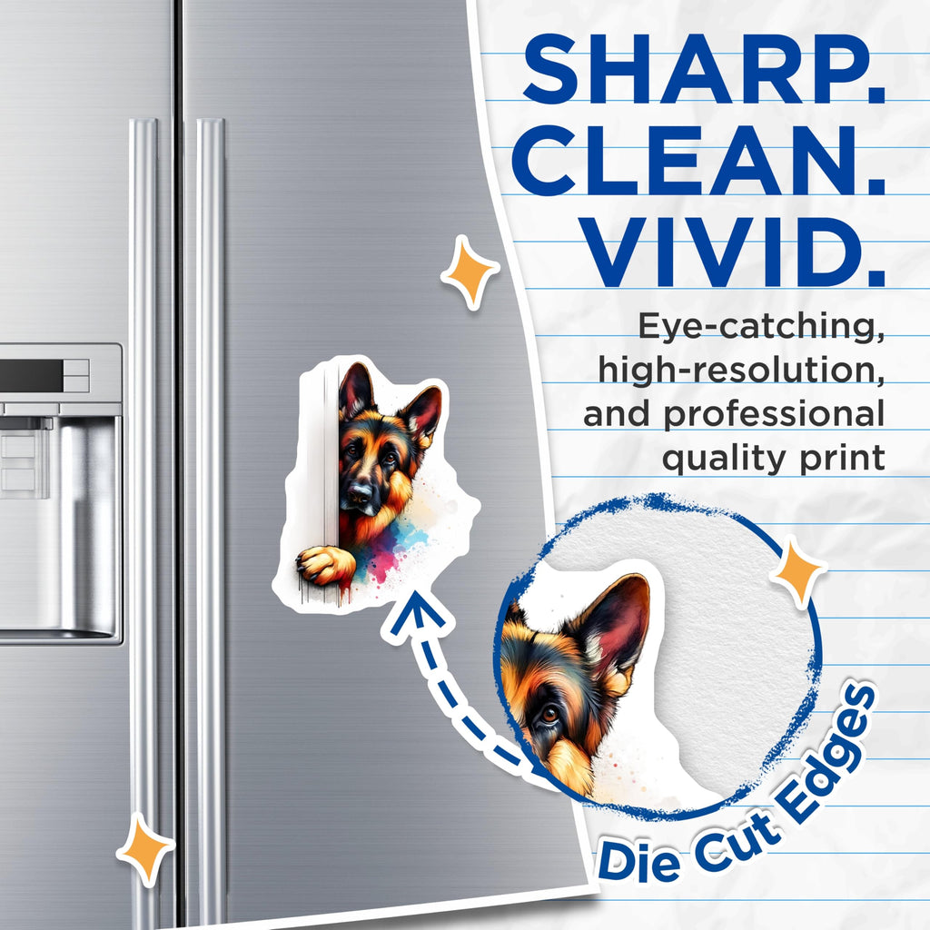 (2 Pack) German Shepherd Magnets - Cute Dog Art Decor - Fridge Magnets Pet Lover Gift - 5" On Longest Side - Premium Magnet - for Cars, Refrigerators, Toolboxes, Lockers - Made in USA - MAG15500