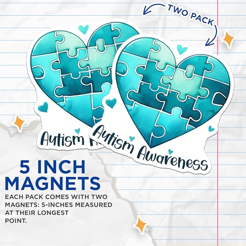 (2 Pack) Autism Awareness Magnets - 5" On Longest Side - for Cars, Fridges, Toolboxes - Made in USA - MAG8132