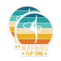 (2 Pack) Warning Flip Zone Stickers - Gymnast Silhouette Stickers - Gymnastics Warning Stickers - 5" On Longest Side - Sticks to Smooth Flat Surfaces - Made in USA - BMCS5555