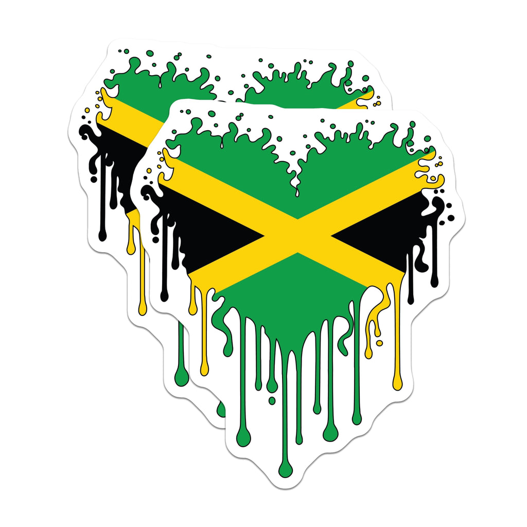 (2 Pack) Jamaican Flag Magnets - Heart Drip Design - Island Pride Decor - 5" On Longest Side - Premium Magnet - for Cars, Refrigerators, Toolboxes, Lockers - Made in USA - MAG17403