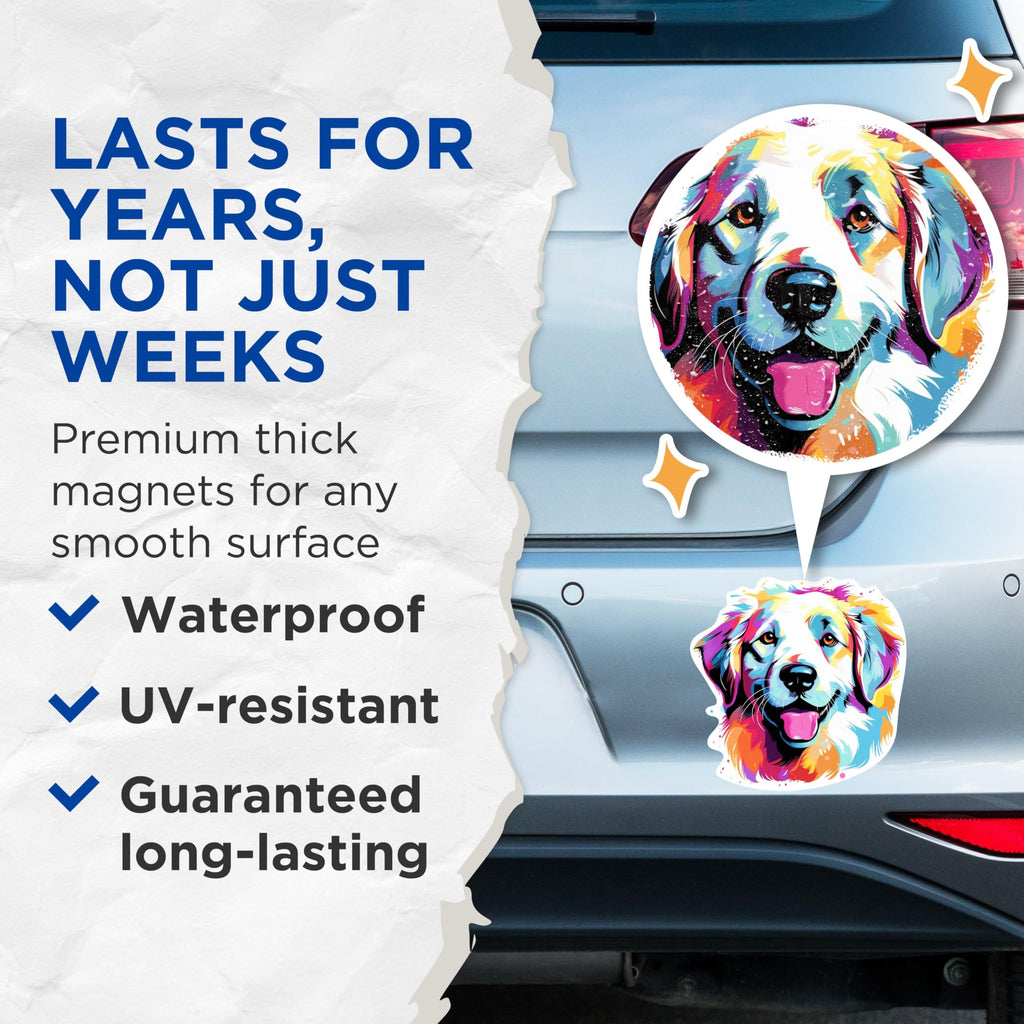 (2 Pack) Great Pyrenees Dog Breed Magnets - 5 Inches On Longest Side - Choose from Over 100 Dog Breeds - for Cars, Refrigerators, Toolboxes - Made in USA - MAG1870