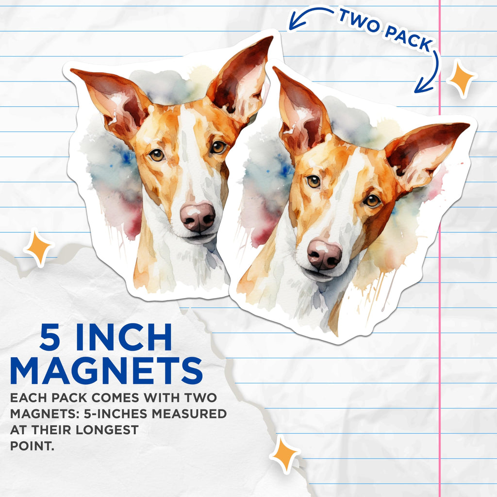 (2 Pack) Watercolor Dog Magnets - Sighthound Art - Pet Lover Decor - 5 Inches On Longest Side - Thick Durable Magnet - Made in USA - MAG28008