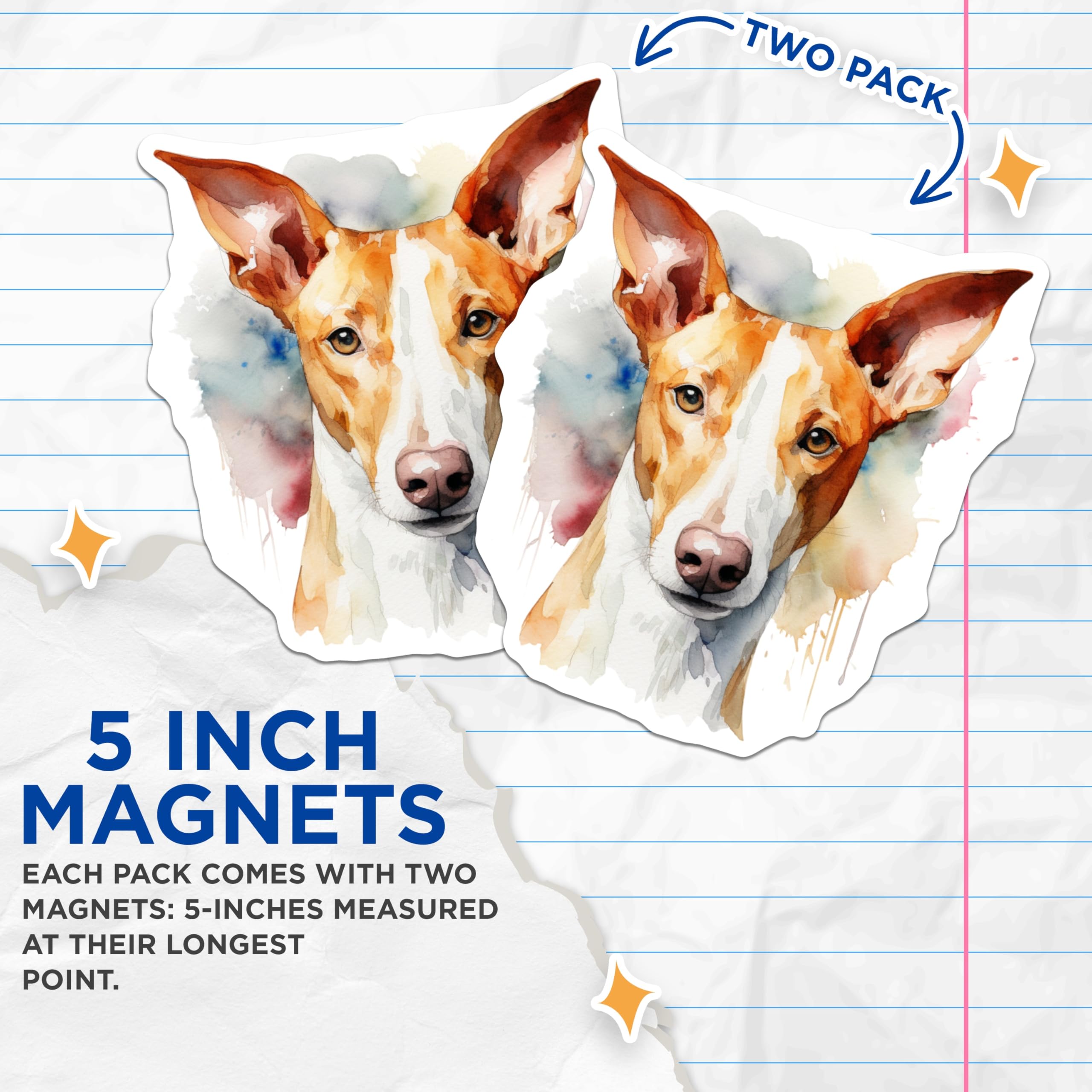 (2 Pack) Watercolor Dog Magnets - Sighthound Art - Pet Lover Decor - 5 Inches On Longest Side - Thick Durable Magnet - Made in USA - MAG28008