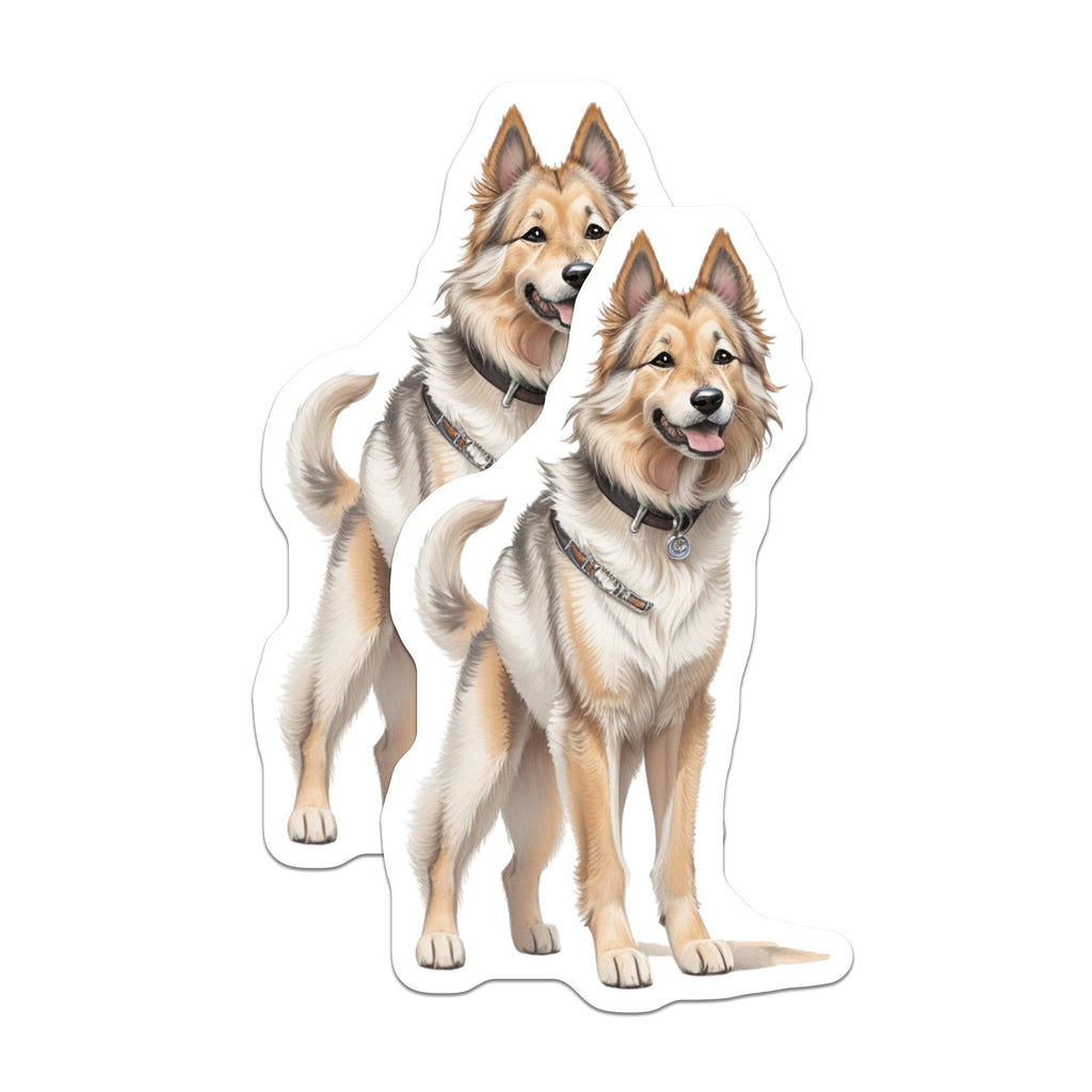 (2 Pack) Fluffy Happy Dog Magnets - Pet Lover Animal Decor - Canine Friend Fridge Accent - 5 Inches On Longest Side - Thick Durable Magnet - Made in USA - MAG39241