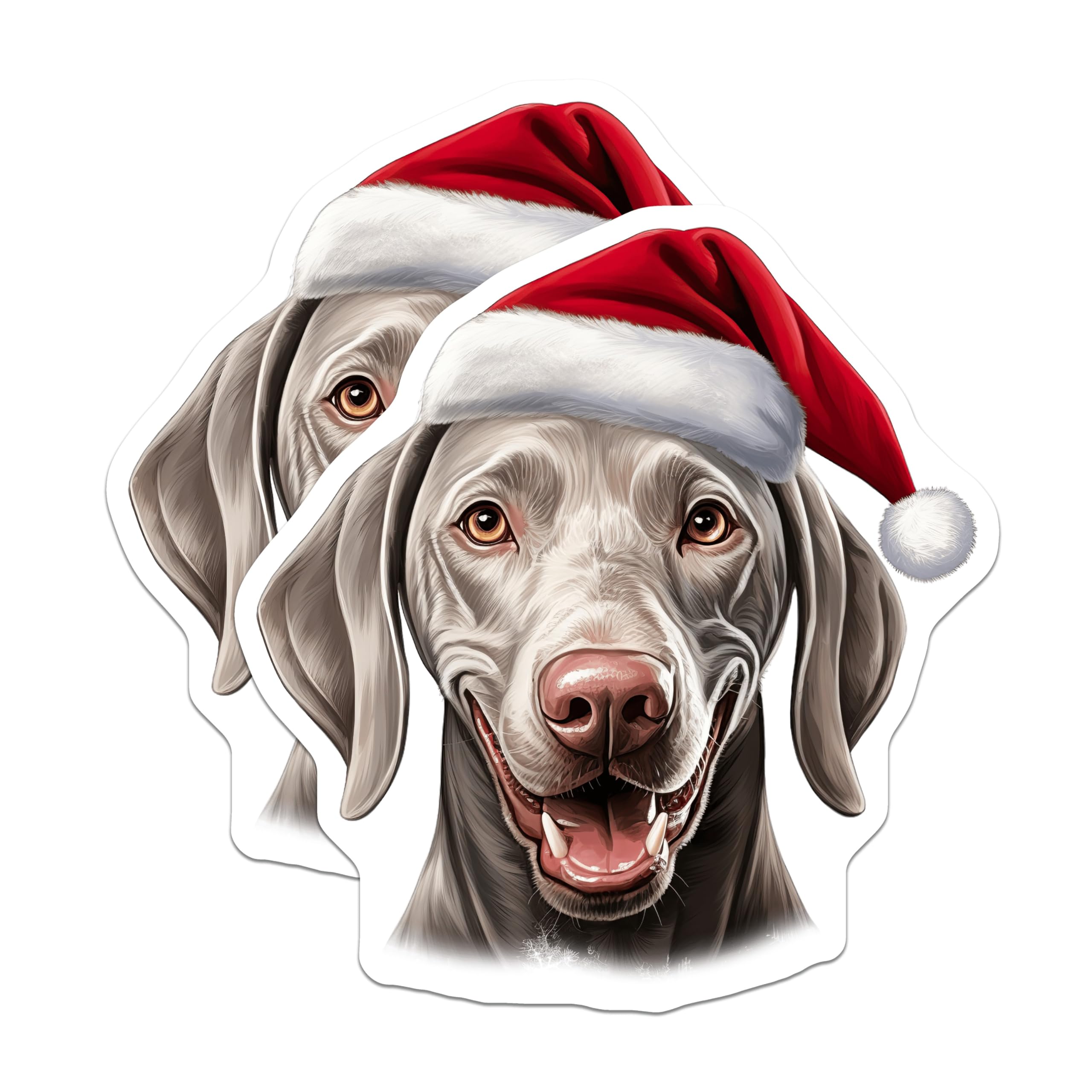 (2 Pack) Weimaraner Christmas Magnets - Santa Dog Holiday Decor - Dog Lover Refrigerator Accent - 5 Inches On Longest Side - Thick Durable Magnet - Made in USA - MAG29451