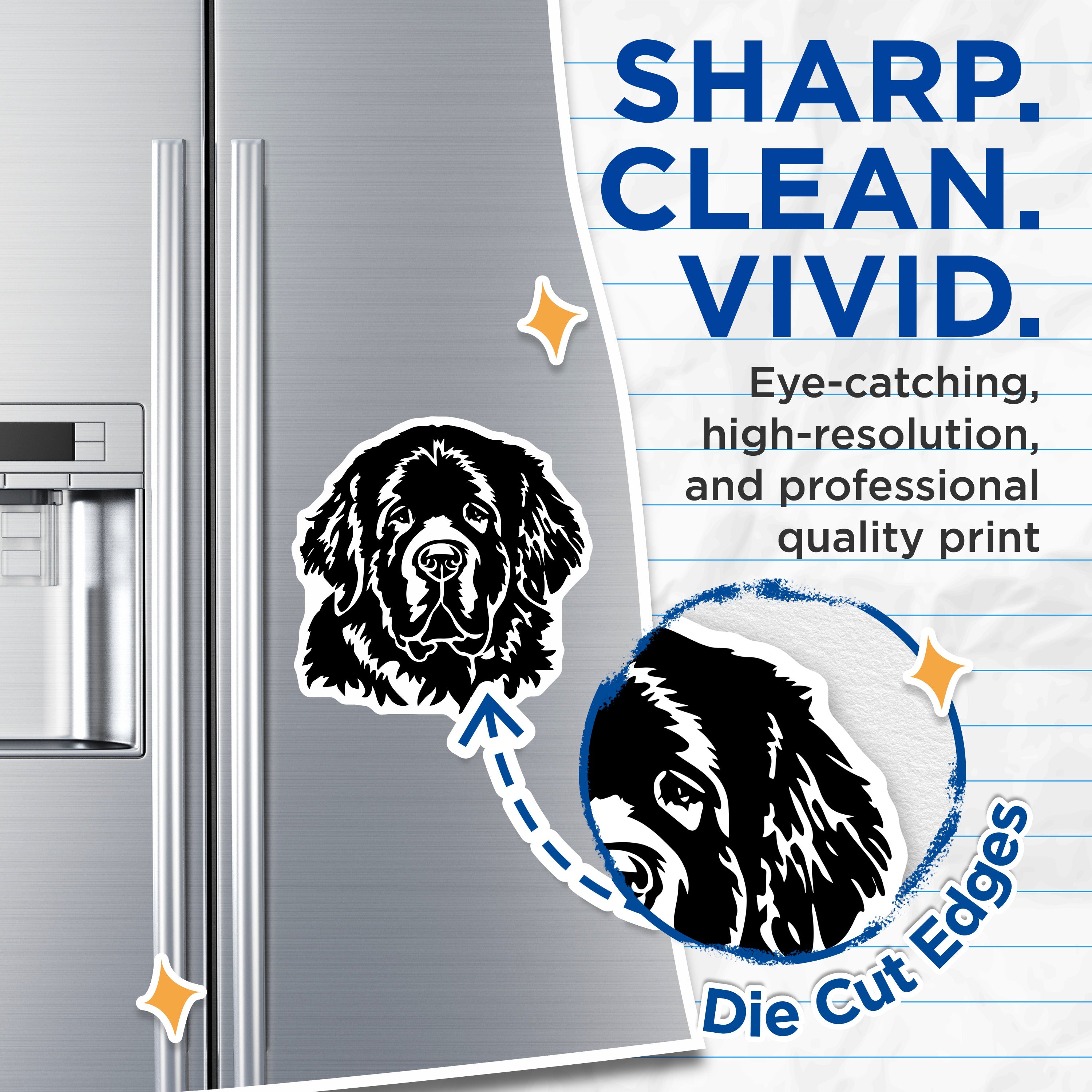 (2 Pack) Newfoundland Dog Head Magnets - Black Dog Lover Decor - Pet Parent Refrigerator Locker Magnets - 5 Inches On Longest Side - Thick Durable Magnet - Made in USA - MAG38156