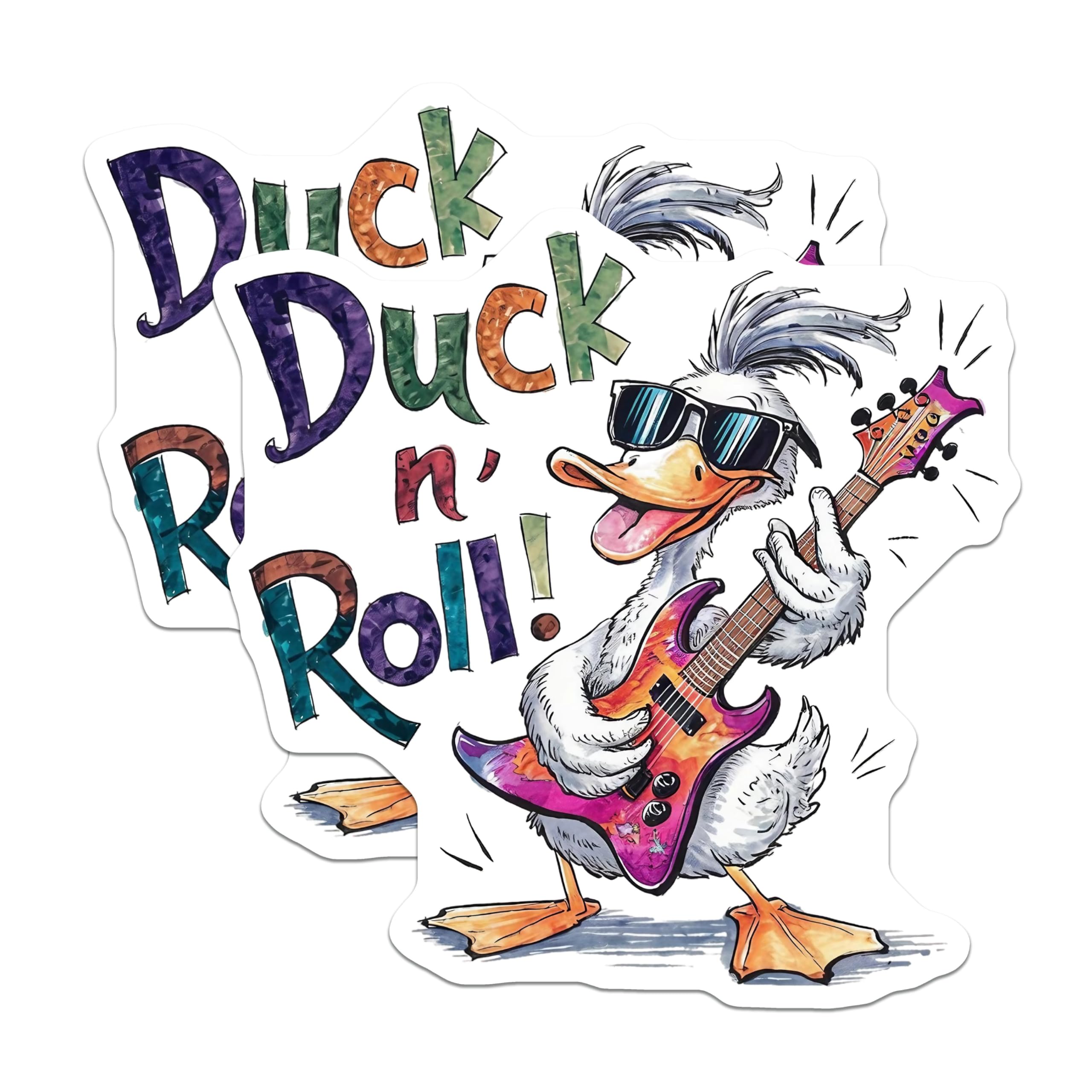 (2 Pack) Duck n Roll Stickers - Cool Duck - 5" On Longest Side - Sticks to Smooth Flat Surfaces - Made in USA - BMCS8539 - BMCS8539
