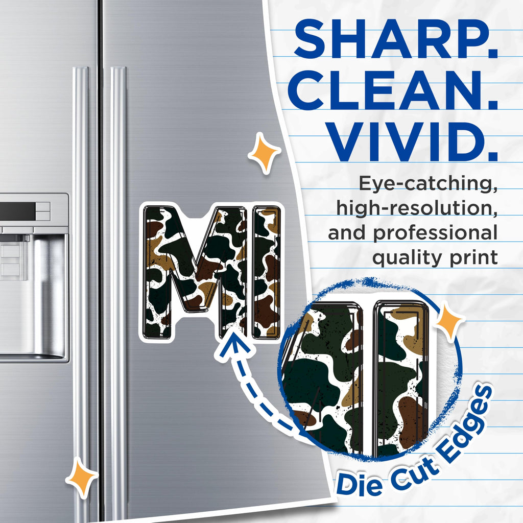 (2 Pack) Camouflage Letter M Magnets - Military Initial Decor - Alphabetical Refrigerator Magnet - 5 Inches On Longest Side - Thick Durable Magnet - Made in USA - MAG22797
