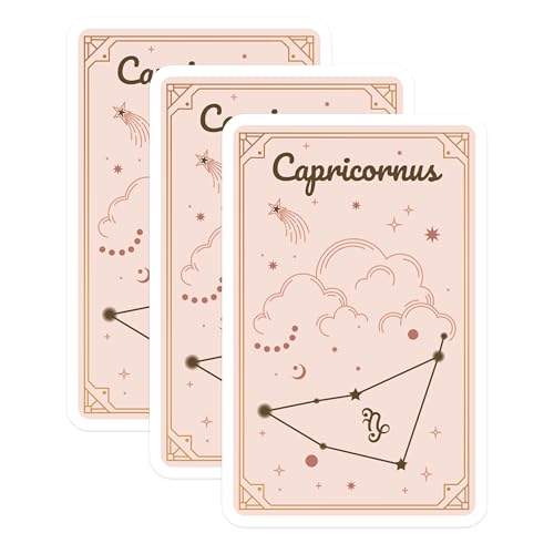 (3 Pack) Capricorn Zodiac Decals - Astrology Sign Stickers - Celestial Laptop Decal - 3 Inches On Longest Side - Easy Peel & Apply - Made in USA - 3MCS8191