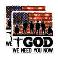 (2 Pack) Patriotic Military Soldier Stickers - God We Need You Now - American Flag Decal for Car Laptop - 5" On Longest Side - Sticks to Smooth Flat Surfaces - Made in USA - BMCS5613