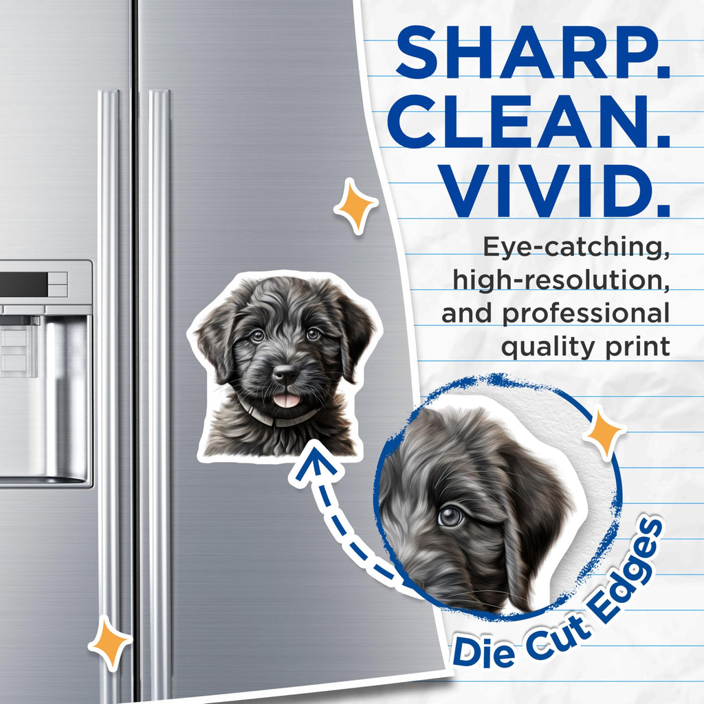 (2 Pack) Cute Black Puppy Magnets - Dog Lover Kitchen Decor - Pet Parent Accessories - 5 Inches On Longest Side - Thick Durable Magnet - Made in USA - MAG25841