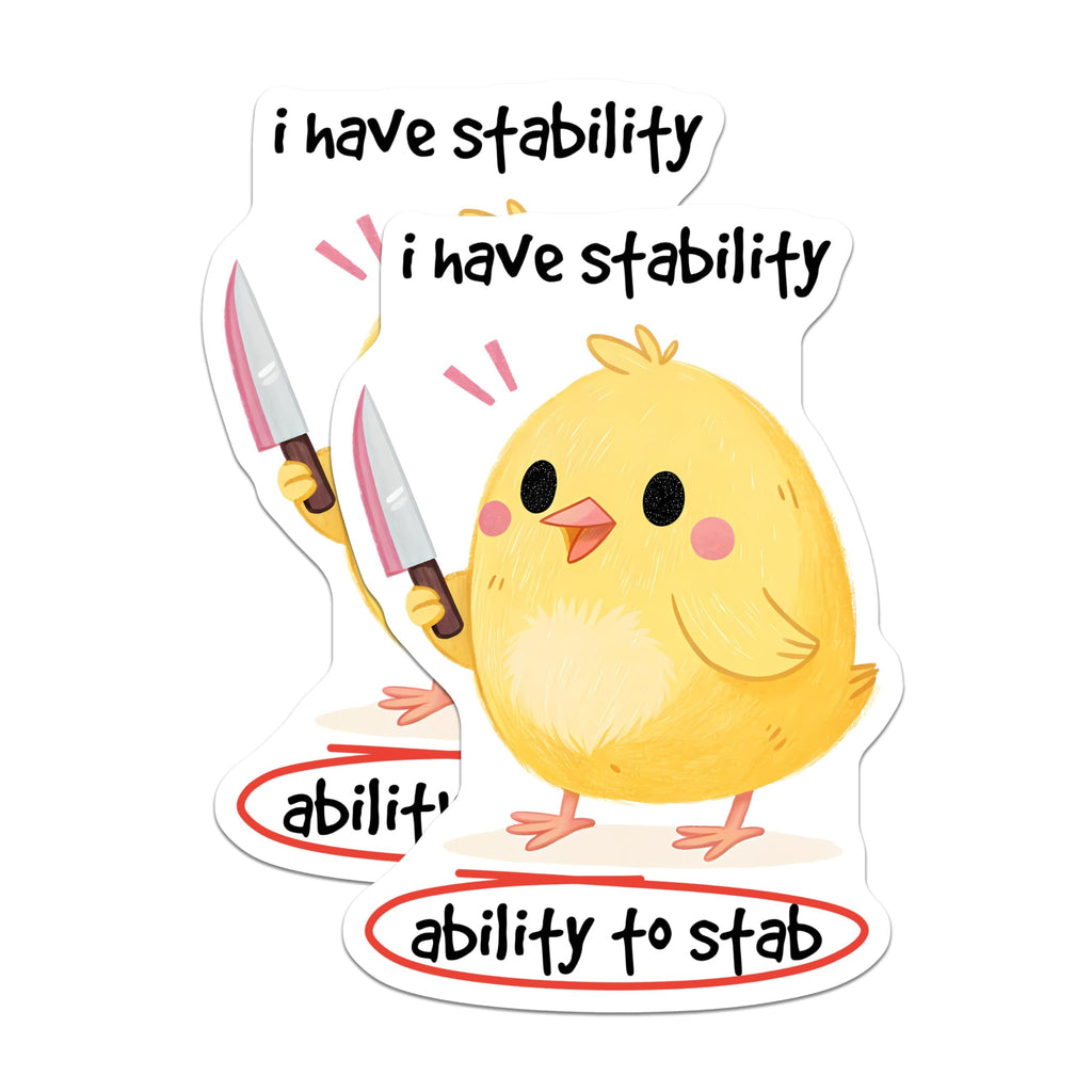 (2 Pack) Funny Chicken Stickers - Cute Animal Humor Stickers - Stab Ability Cartoon Chick Stickers - 5" On Longest Side - Sticks to Any Smooth Flat Surface - Made in USA - BMCS3313
